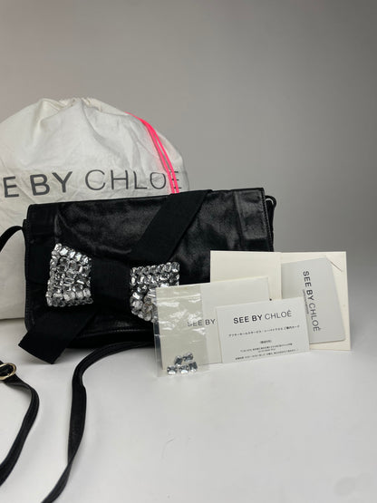 Vintage Chloe Ribbon Leather shoulder bag Black