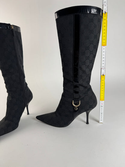 Vintage Gucci Monogram Heeled Boots 37,5