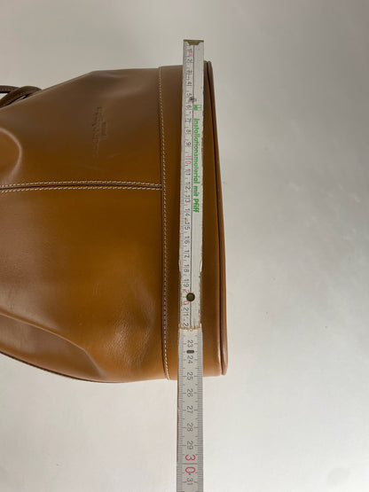 Vintage Courreges Bucket Leather Bag Brown