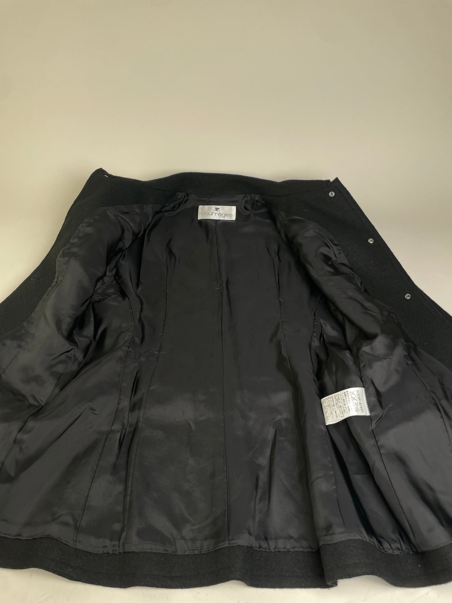 Vintage Courreges Wool Blend Jacket Black Silver M