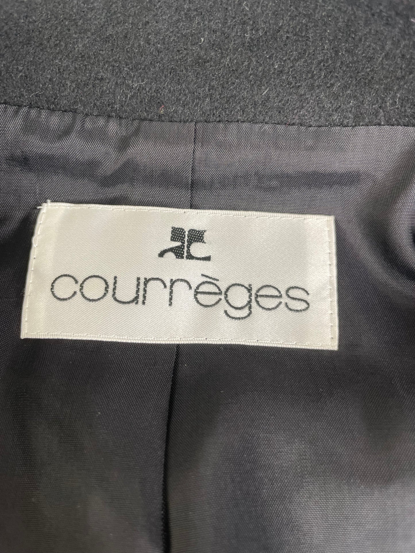 Vintage Courreges Wool Blend Jacket Black Silver M