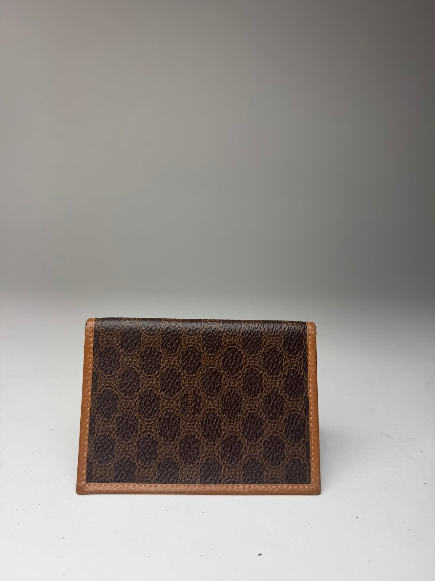 Vintage Celine Monogram Leather Card Holder Brown