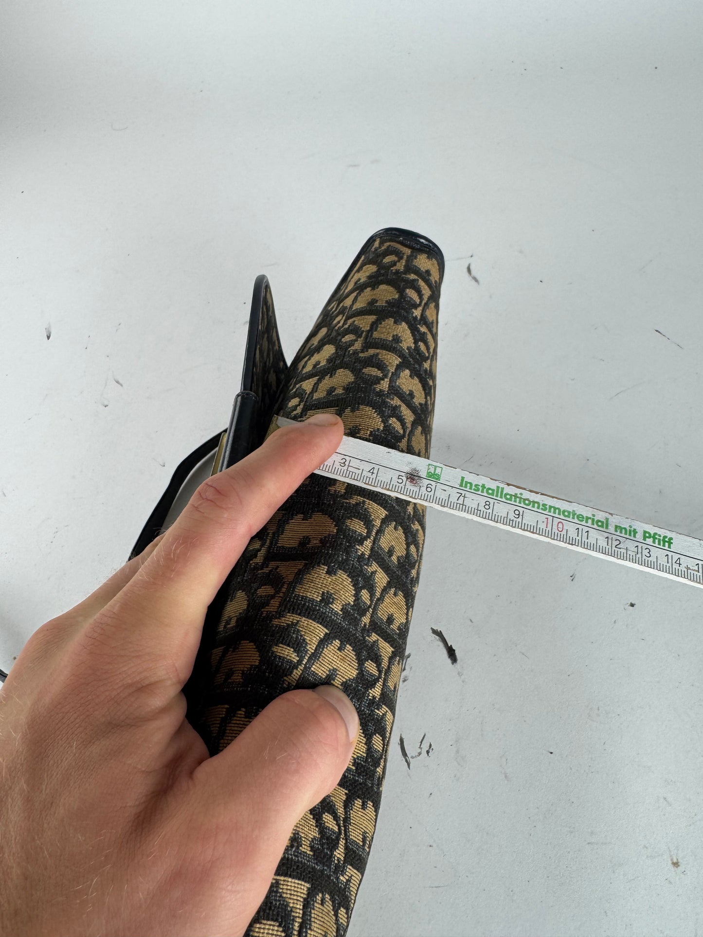 Vintage Dior Oblique Monogram Leather shoulder bag navy beige