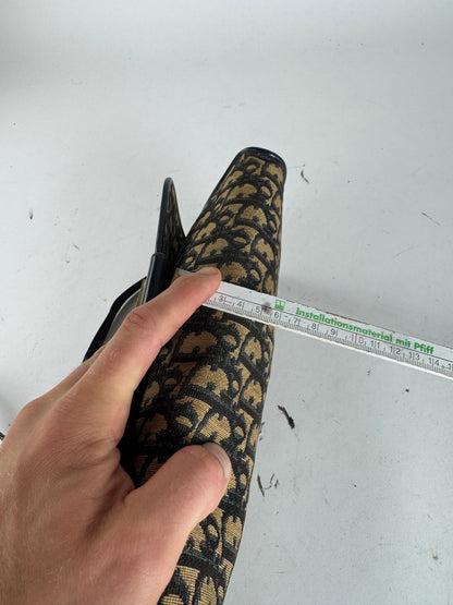 Vintage Dior Oblique Monogram Leather shoulder bag navy beige