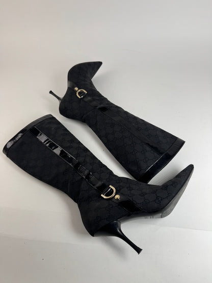 Vintage Gucci Monogram Heeled Boots 37,5