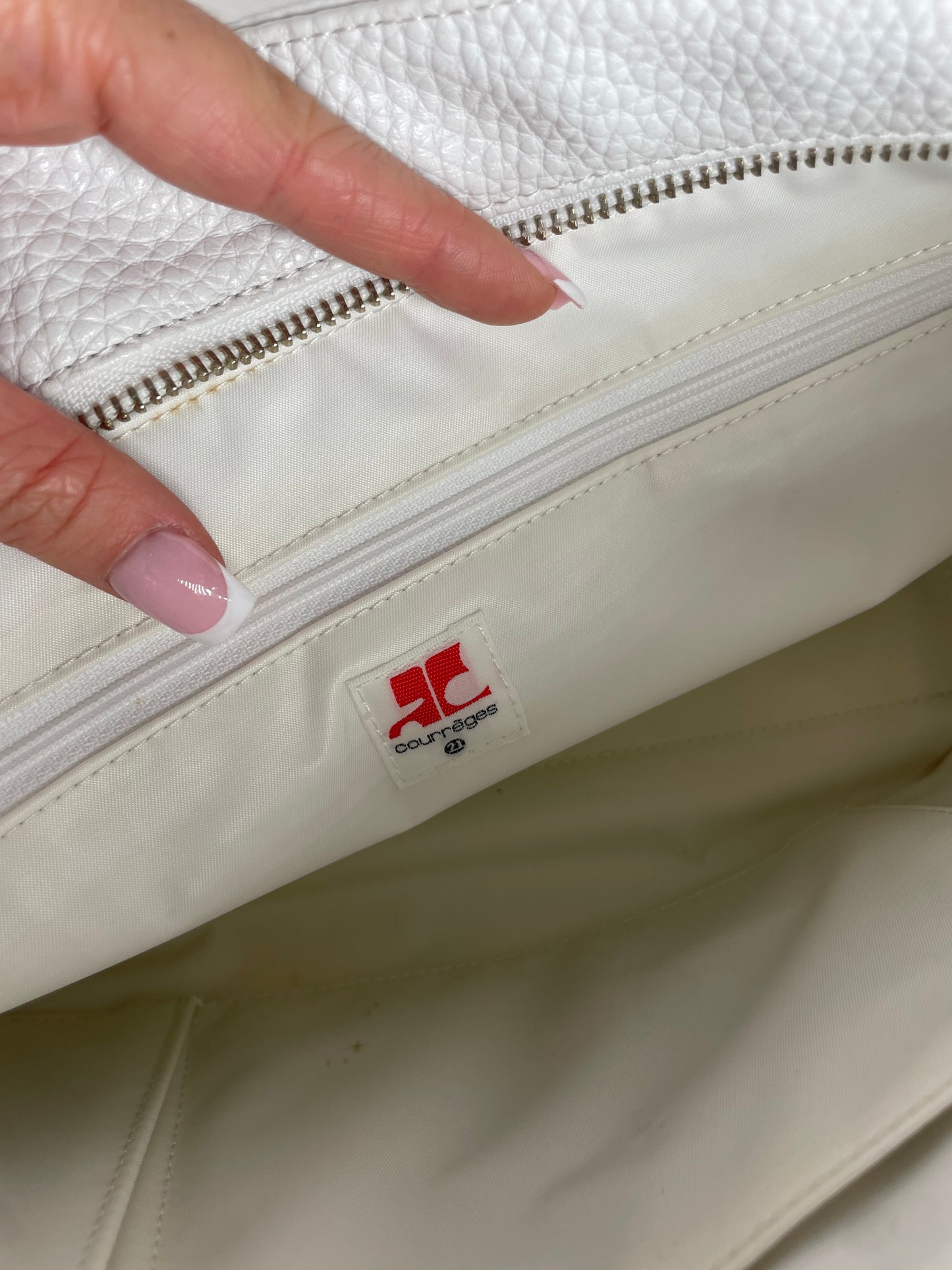 Vintage Courreges Leather Handbag White new with Tag