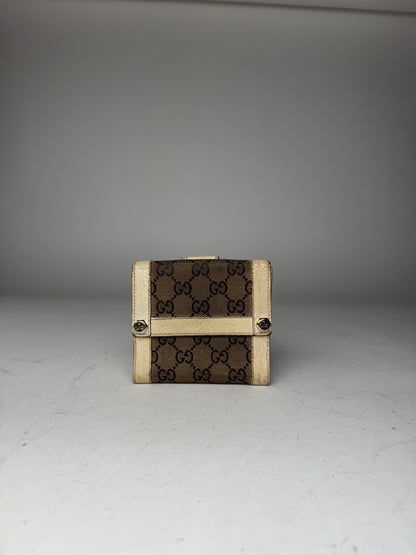 Vintage Gucci Monogram Leather wallet Beige White