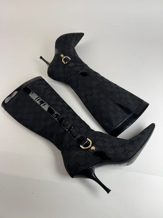 Vintage Gucci Monogram Heeled Boots 37,5