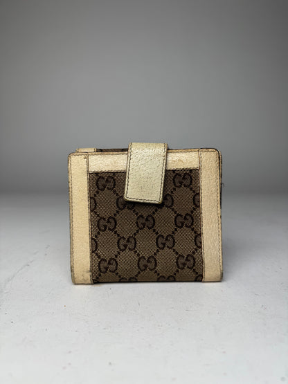 Vintage Gucci Monogram Leather wallet Beige White