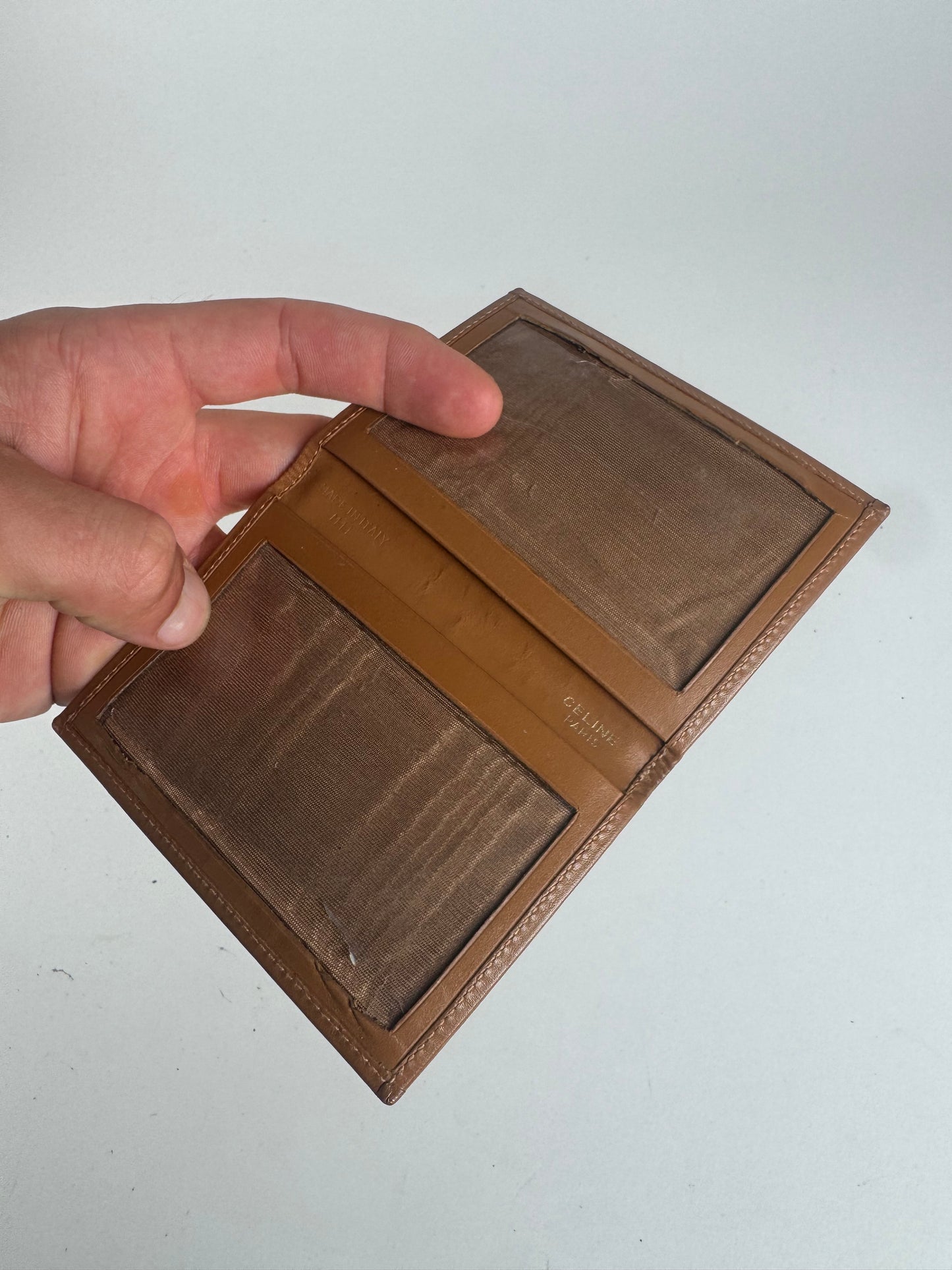 Vintage Celine Monogram Leather Card Holder Brown