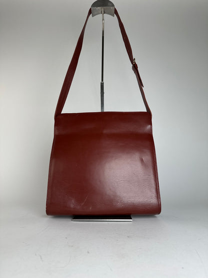 Vintage Cartier Leather Shoulder Bag Burgundy