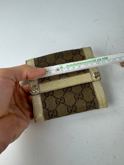 Vintage Gucci Monogram Leather wallet Beige White