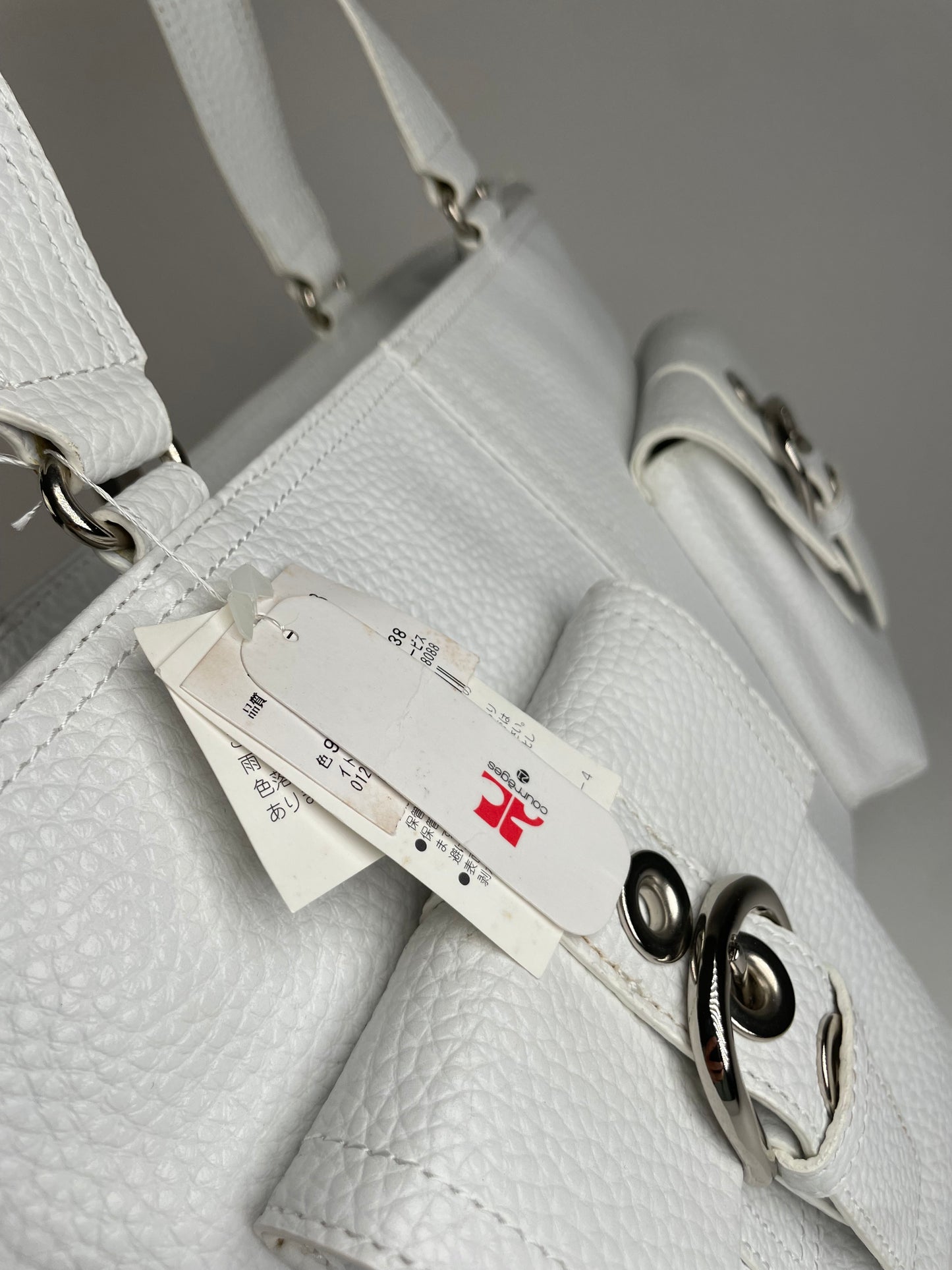 Vintage Courreges Leather Handbag White new with Tag