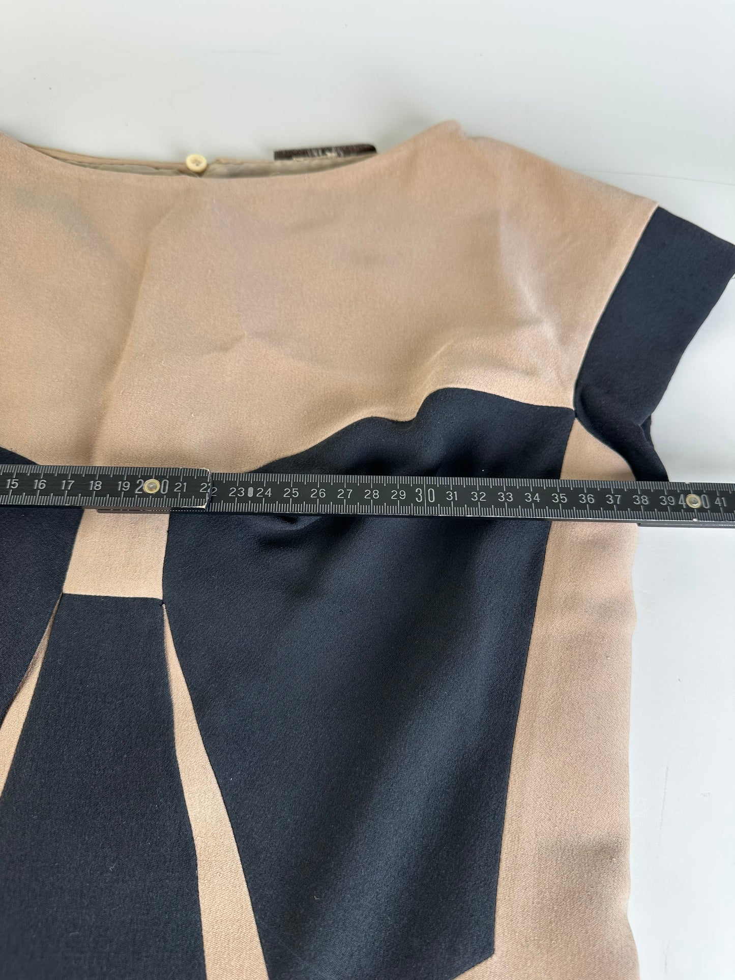 Vintage Bottega Veneta Silk Cotton Dress Beige Black M