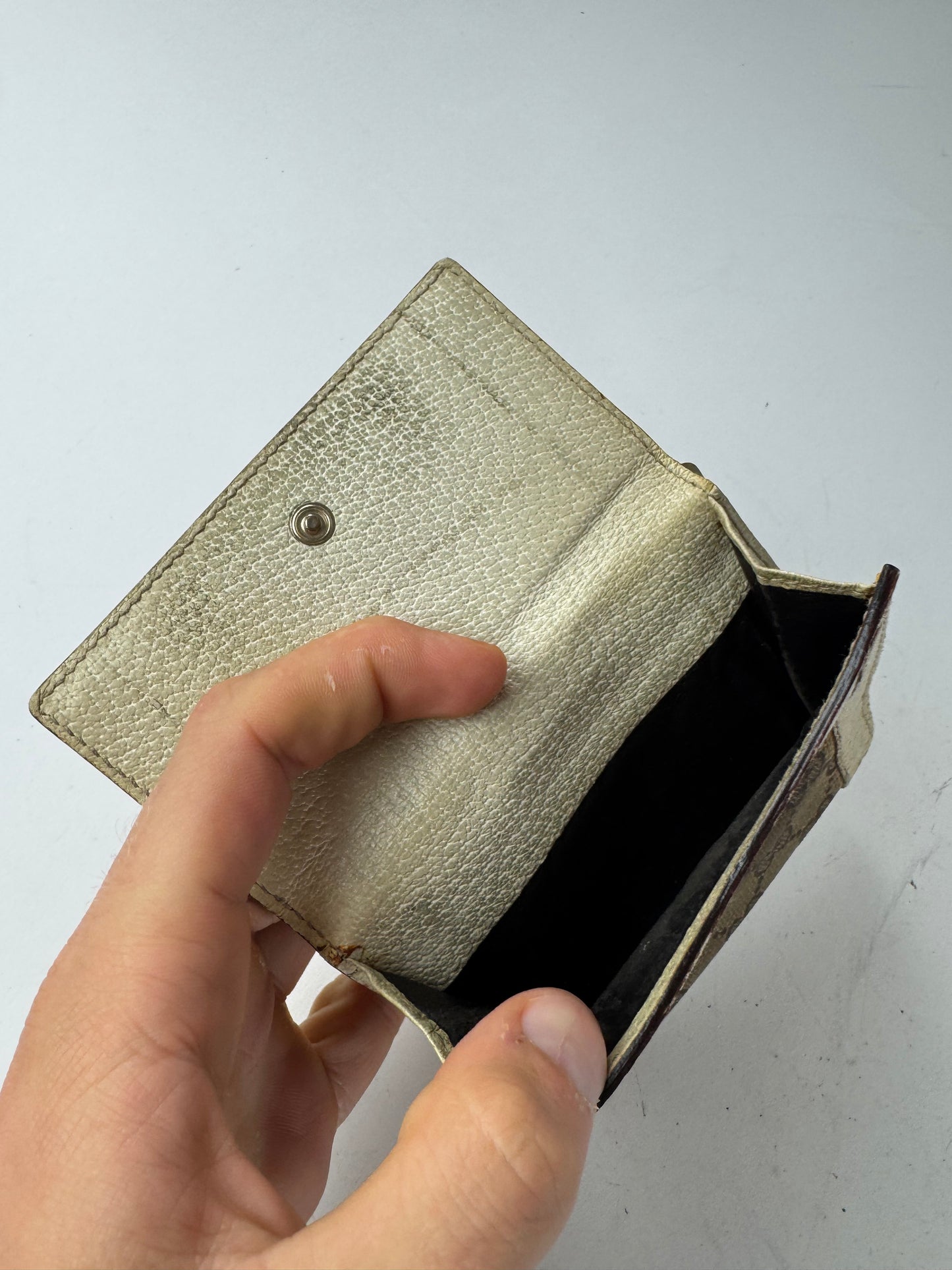 Vintage Gucci Monogram Leather wallet Beige White
