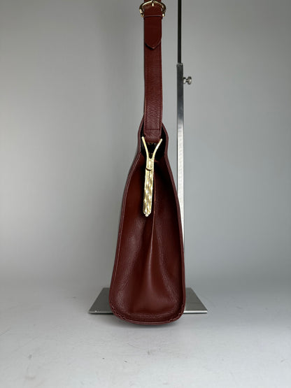 Vintage Cartier Leather Shoulder Bag Burgundy