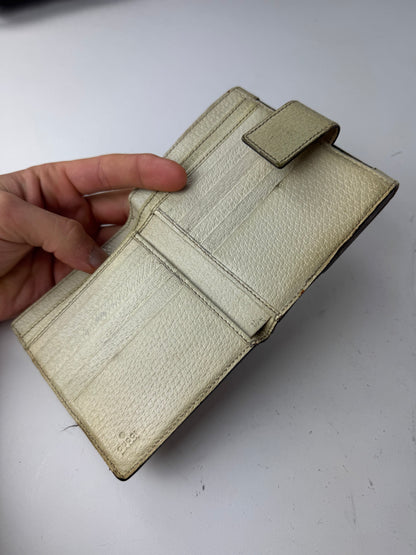 Vintage Gucci Monogram Leather wallet Beige White