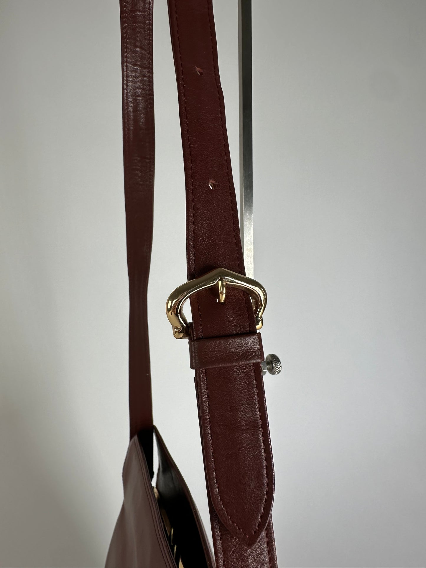 Vintage Cartier Leather Shoulder Bag Burgundy