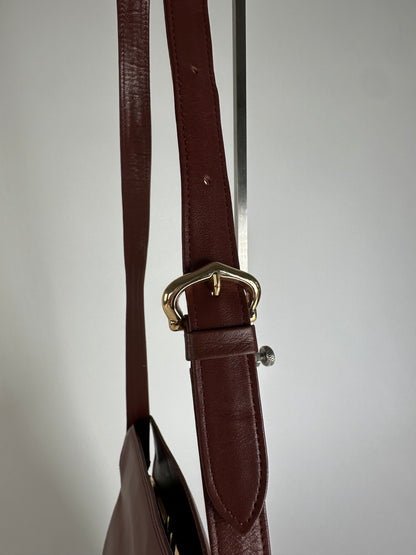Vintage Cartier Leather Shoulder Bag Burgundy