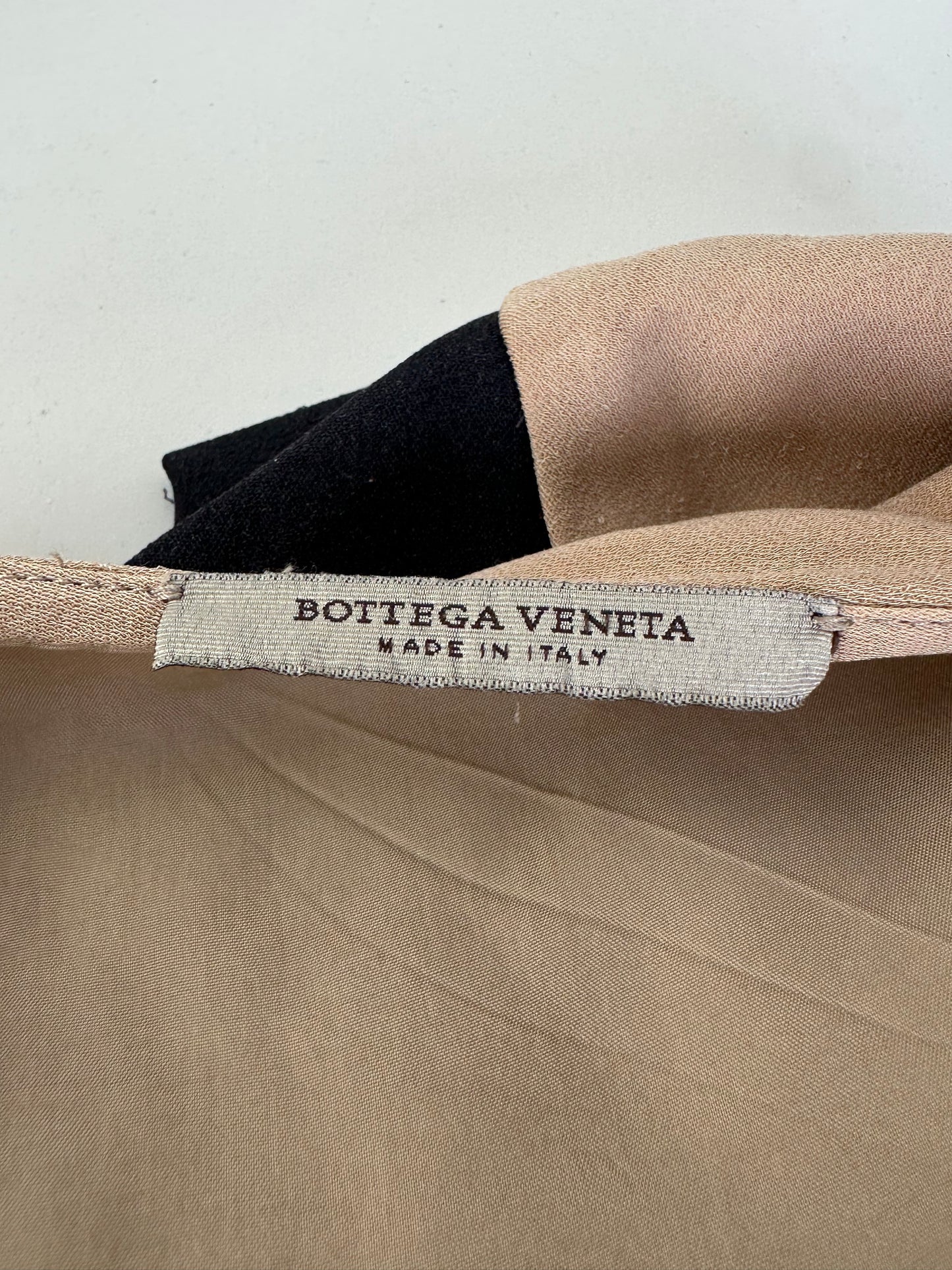 Vintage Bottega Veneta Silk Cotton Dress Beige Black M