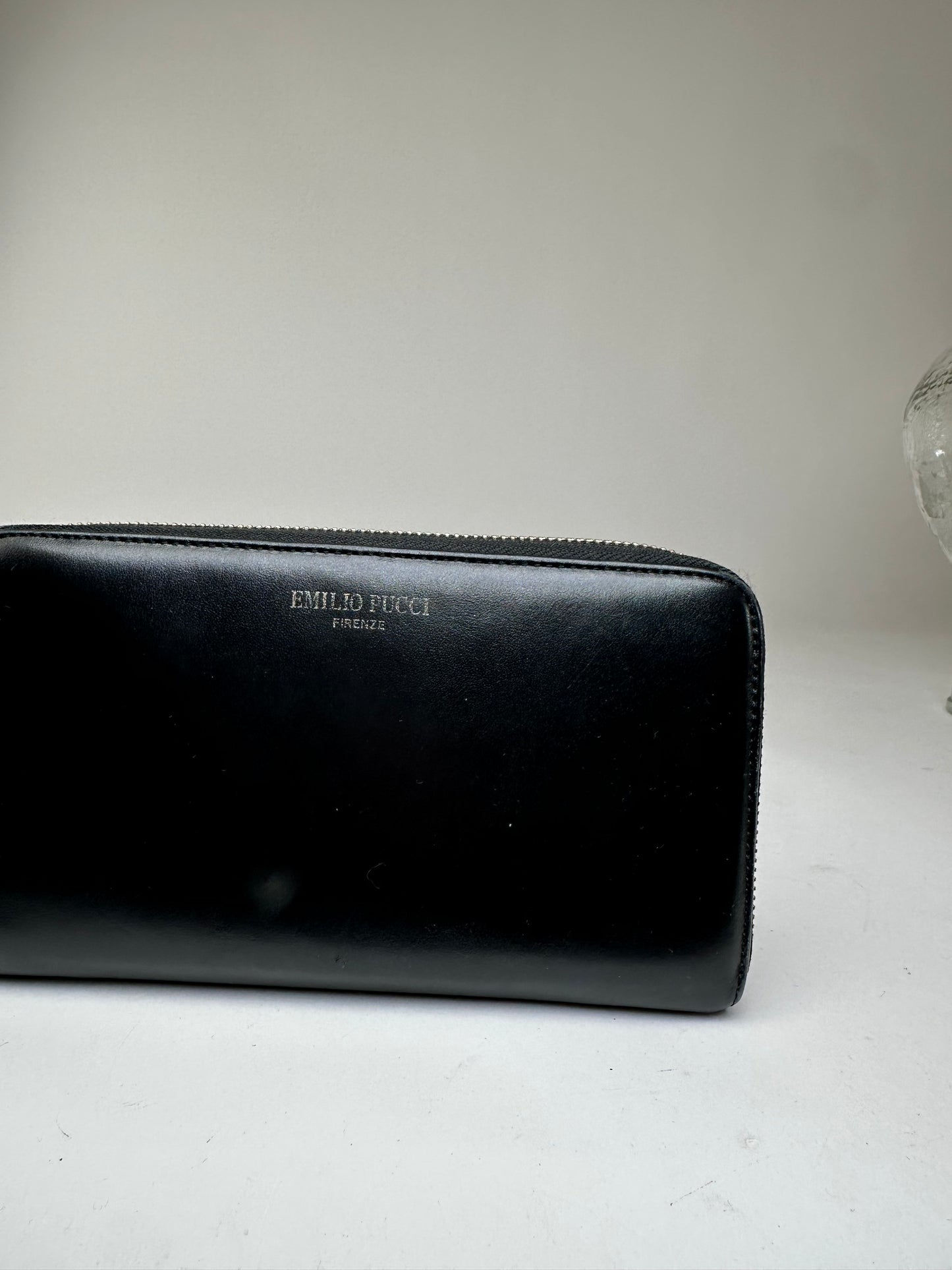 Vintage Emilio Pucci Black Leather Zip-Around Wallet