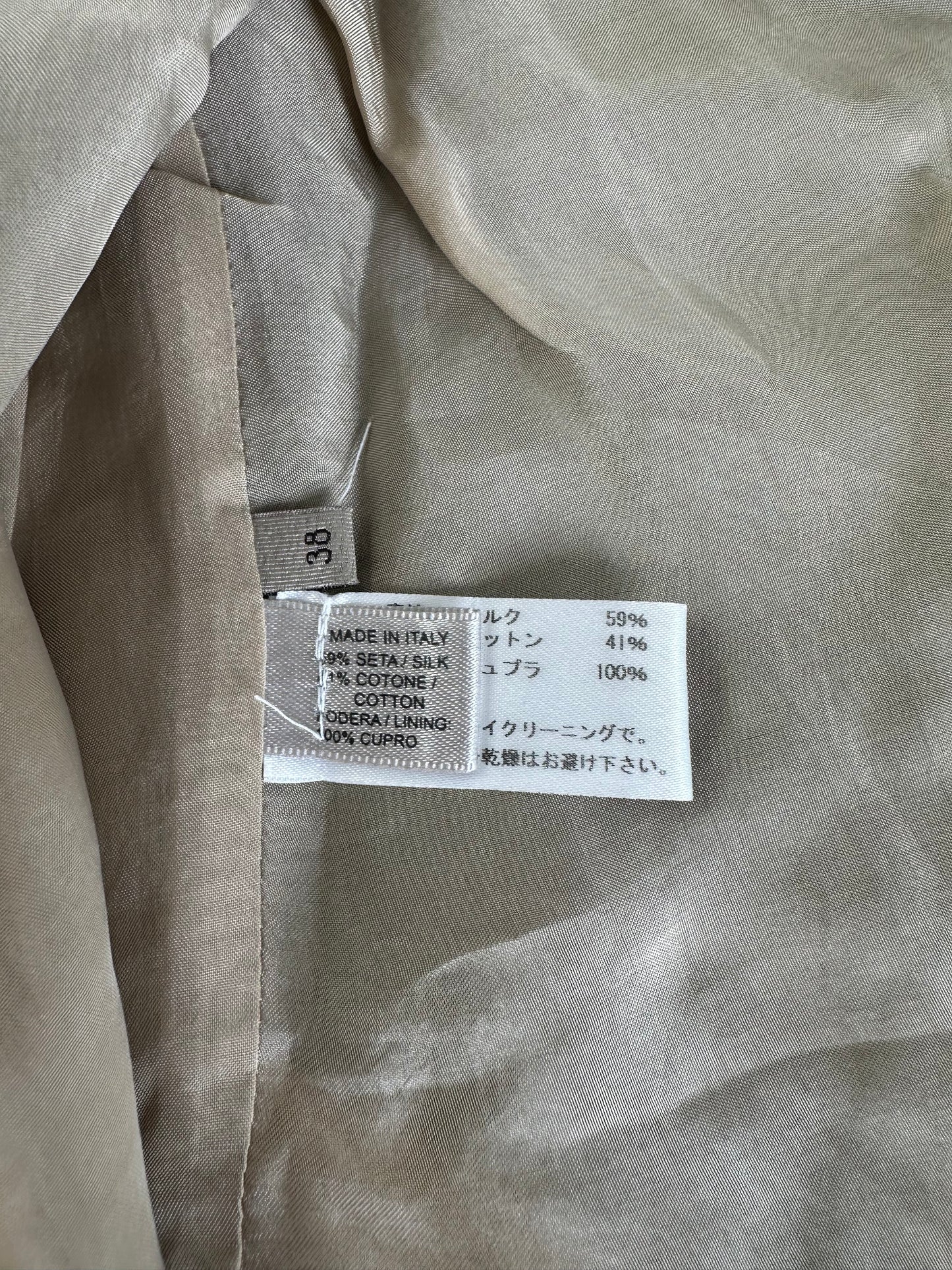Vintage Bottega Veneta Silk Cotton Dress Beige Black M