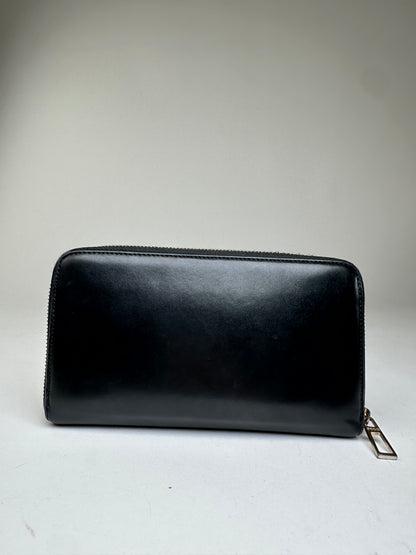 Vintage Emilio Pucci Black Leather Zip-Around Wallet