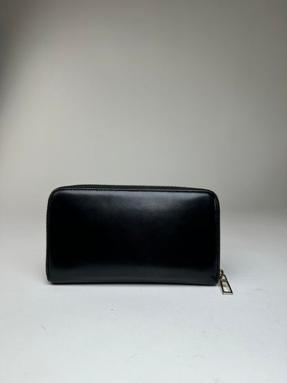 Vintage Emilio Pucci Black Leather Zip-Around Wallet