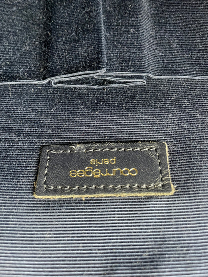 Vintage Courreges Nylon Leather Trim Tote Navy Gold
