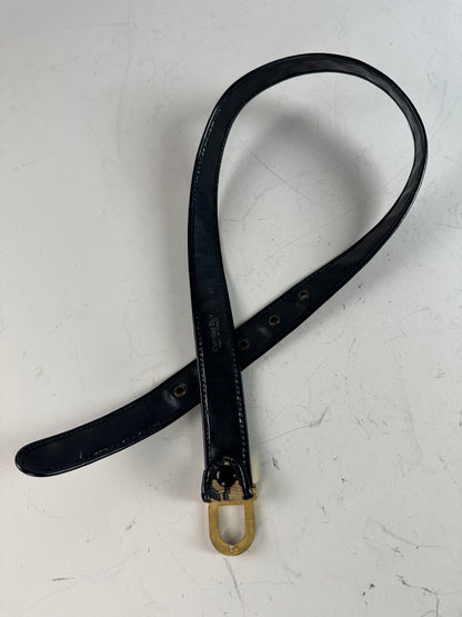 Vintage Dior Oblique Canvas Logo Belt Black Beige Gold
