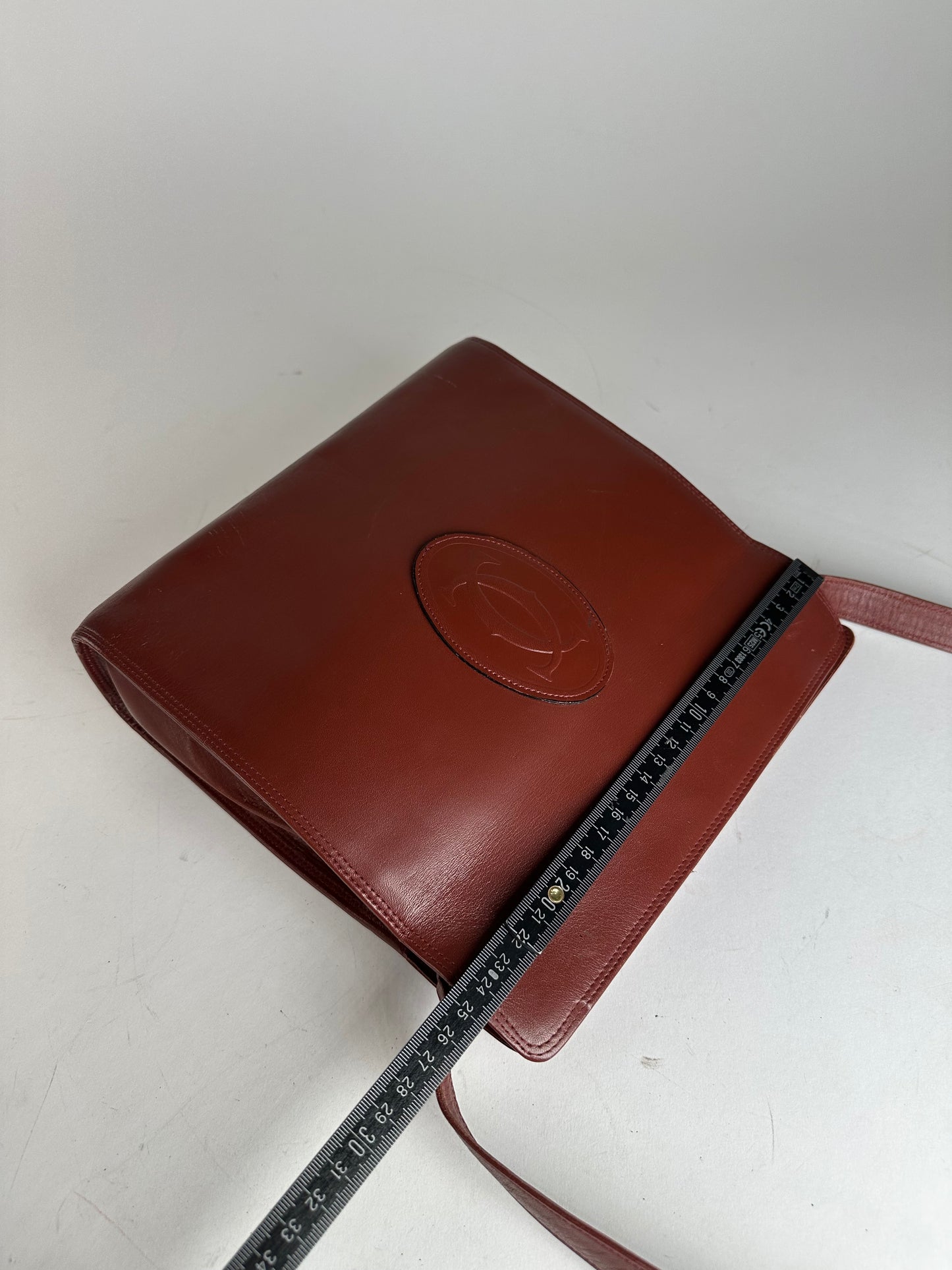 Vintage Cartier Leather Shoulder Bag Burgundy