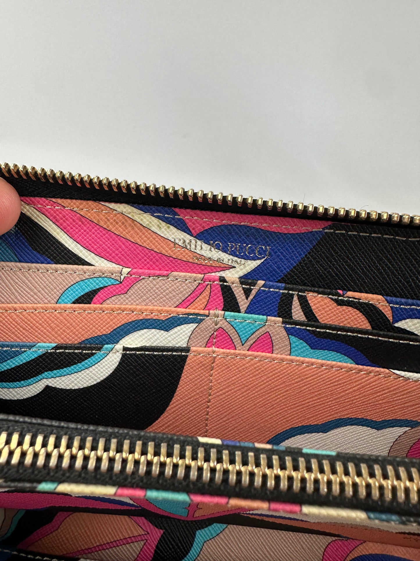 Vintage Emilio Pucci Black Leather Zip-Around Wallet