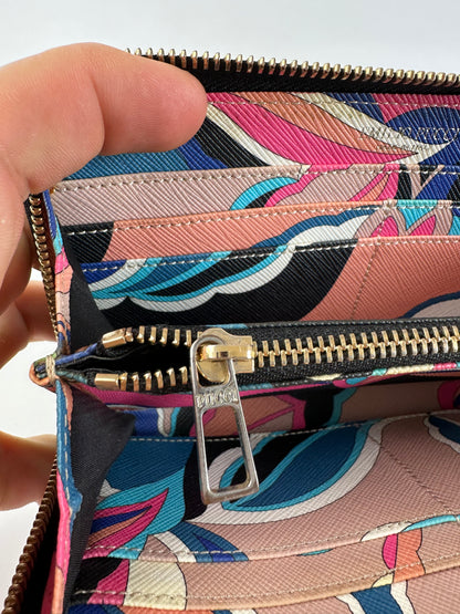 Vintage Emilio Pucci Black Leather Zip-Around Wallet