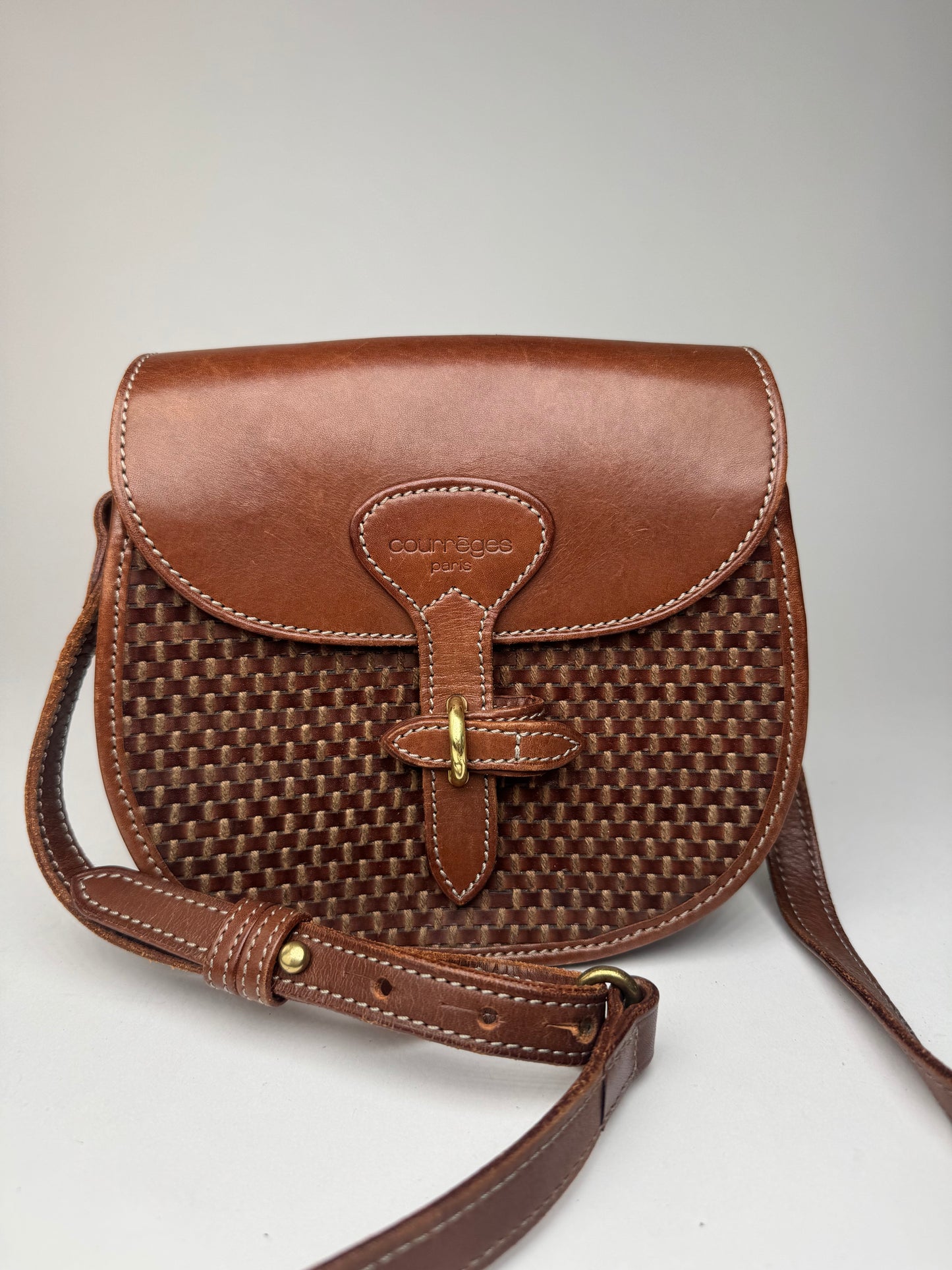 Sac Courreges vintage en cuir marron