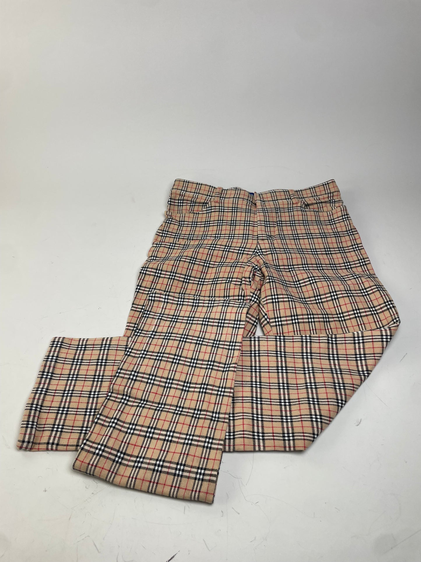 Vintage Burberry Check Cotton Blend Trousers Beige M