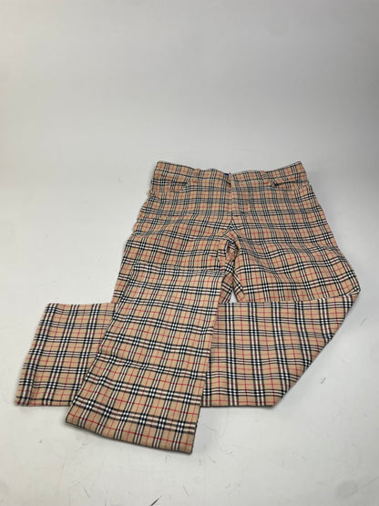 Vintage Burberry Check Cotton Blend Trousers Beige M