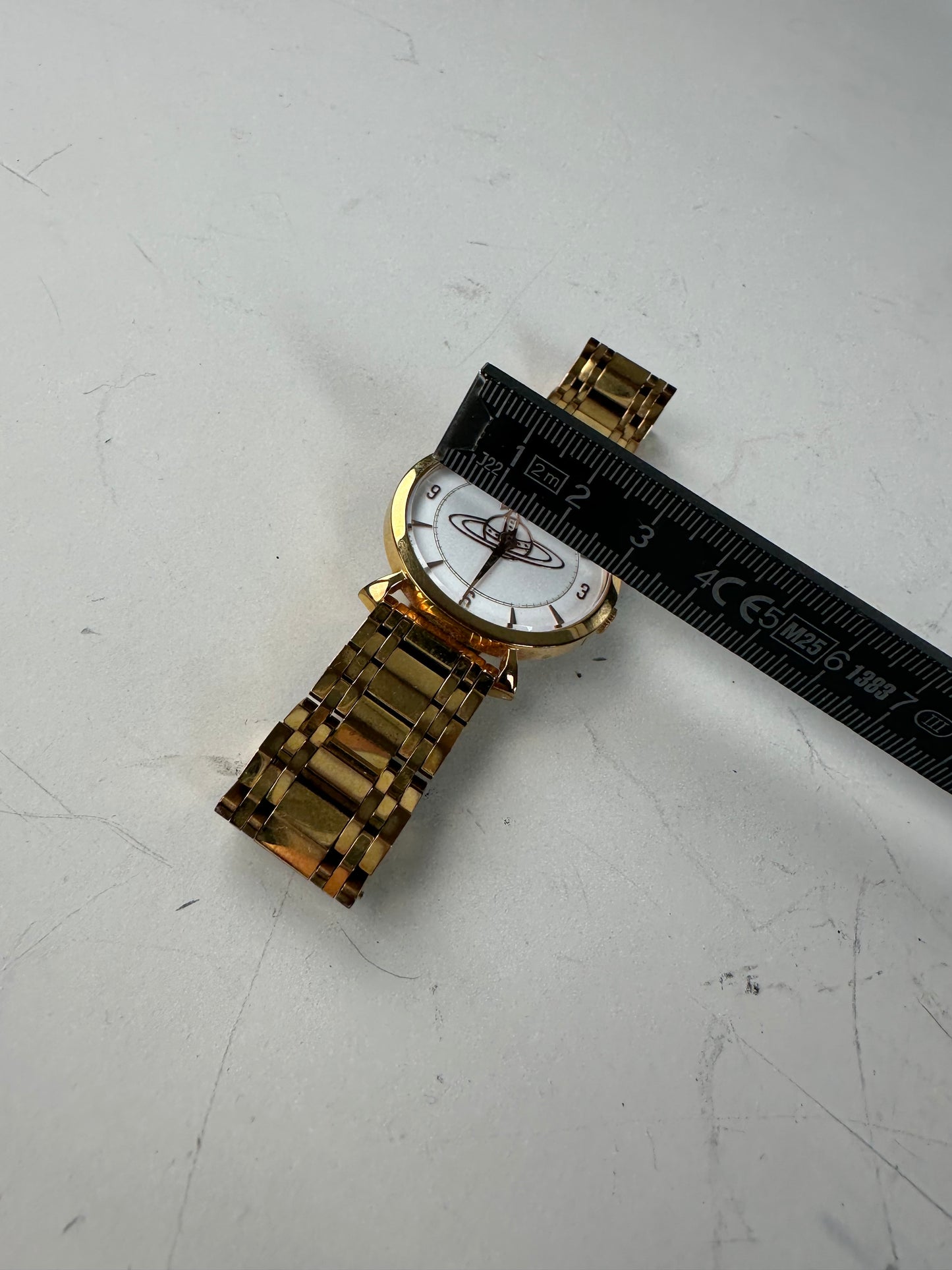 Vintage Vivienne Westwood Bracelet Watch Gold White Dial