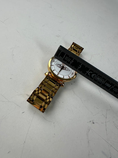Vintage Vivienne Westwood Bracelet Watch Gold White Dial