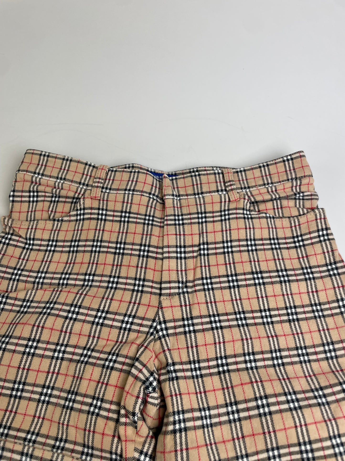 Vintage Burberry Check Cotton Blend Trousers Beige M
