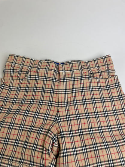 Vintage Burberry Check Cotton Blend Trousers Beige M