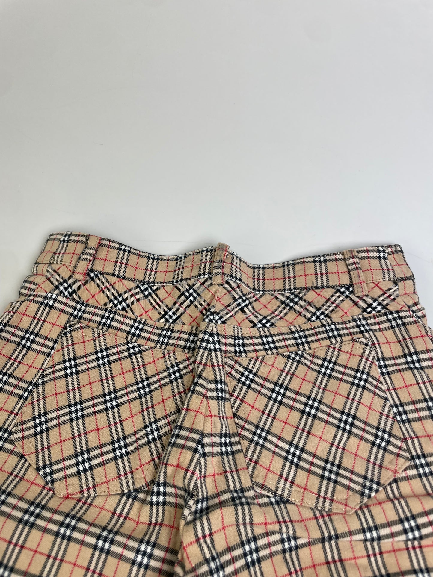 Vintage Burberry Check Cotton Blend Trousers Beige M