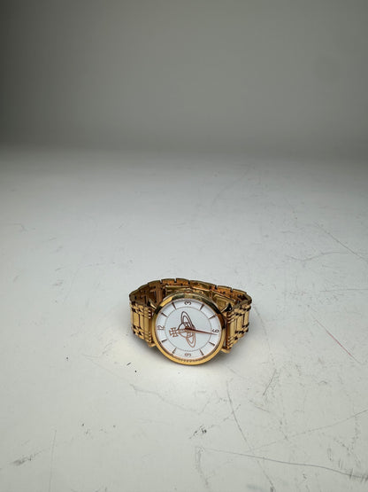 Vintage Vivienne Westwood Bracelet Watch Gold White Dial
