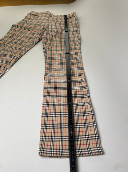 Vintage Burberry Check Cotton Blend Trousers Beige M