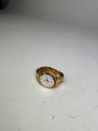 Vintage Vivienne Westwood Bracelet Watch Gold White Dial