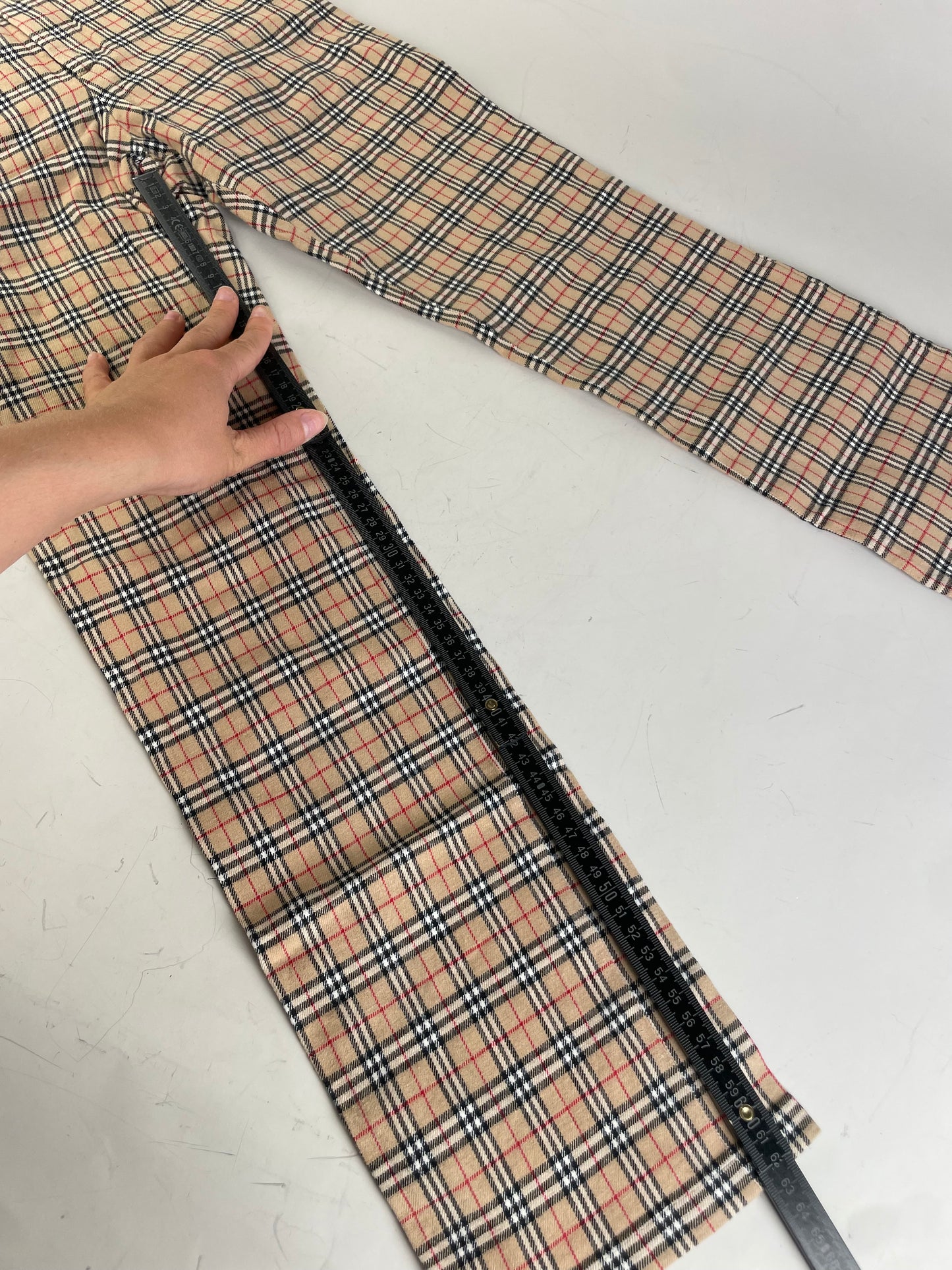 Vintage Burberry Check Cotton Blend Trousers Beige M
