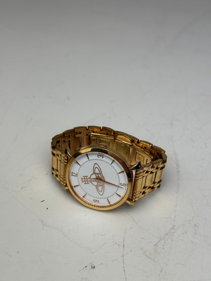 Vintage Vivienne Westwood Bracelet Watch Gold White Dial