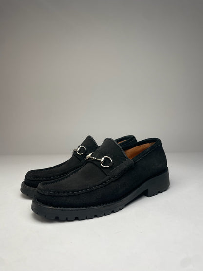Vintage Gucci Suede Horsebit Loafer Black EU37,5
