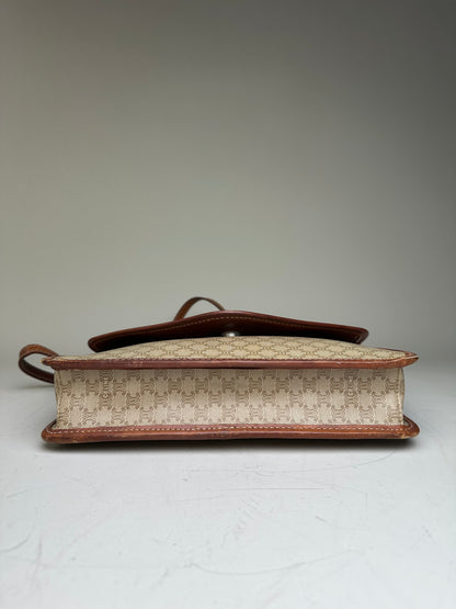 Vintage Celine Monogram Canvas Shoulder Bag Beige Brown