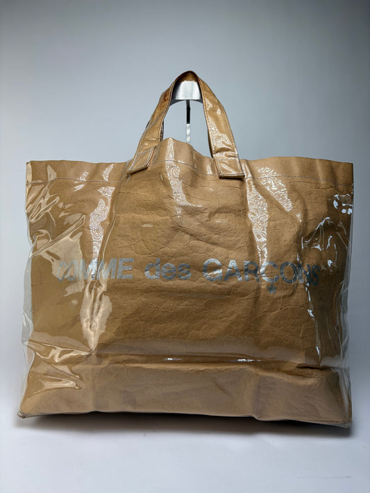 Vintage Comme des Garçons PVC Paper-Look Tote Bag Late 2010s Tan