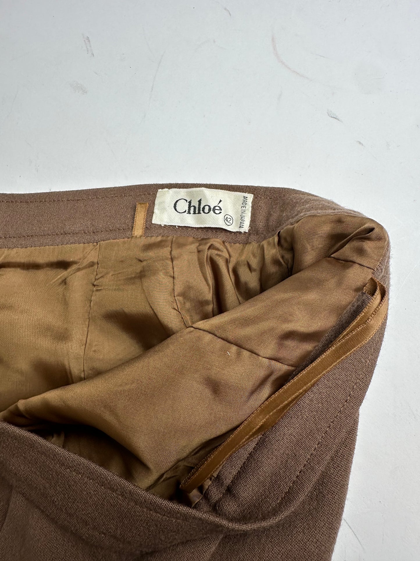 Vintage Chloe Wool Skirt FR42 Brown